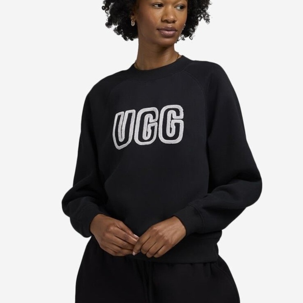 UGG Logo Crewneck Sweatshirt Black‎ 1X New With Tags